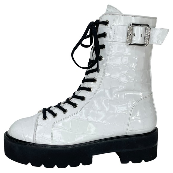 Stuart Weitzman Ryder Ultralift White Leather Womens Bootie Size 8M - Picture 3 of 14